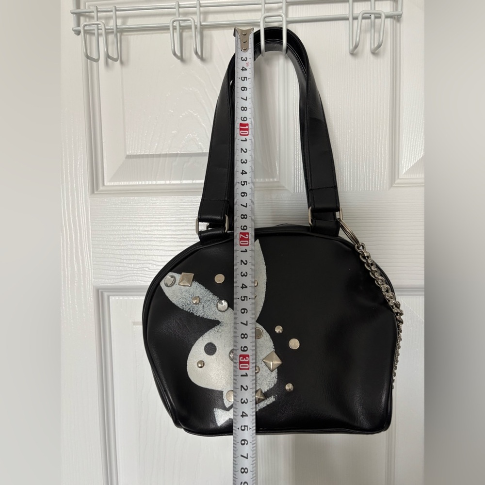 Playboy Black Designer Tote Bag with Chain Detail - Picture 8 of 8